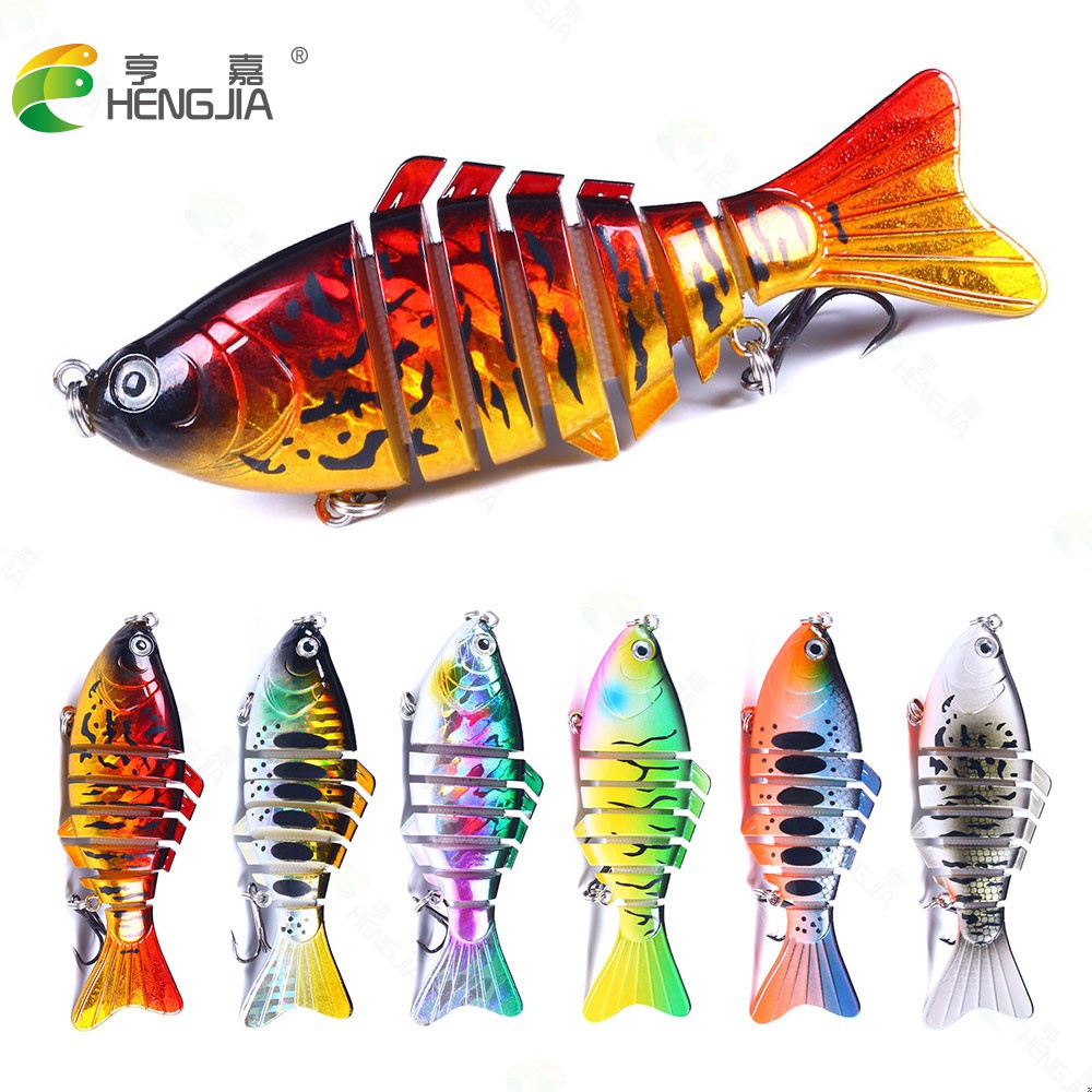 HENGJIA 1 PCS 10 cm 15.6g/23g Fishing Lure Hard Swimbait Casting Minnow Sea Bass Trout 7 Segment Lures Umpan Laser Bait