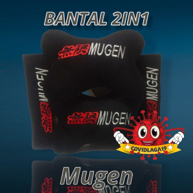 Bantal Mobil Mugen Jok Mobil 2in1 Headrest Set Car