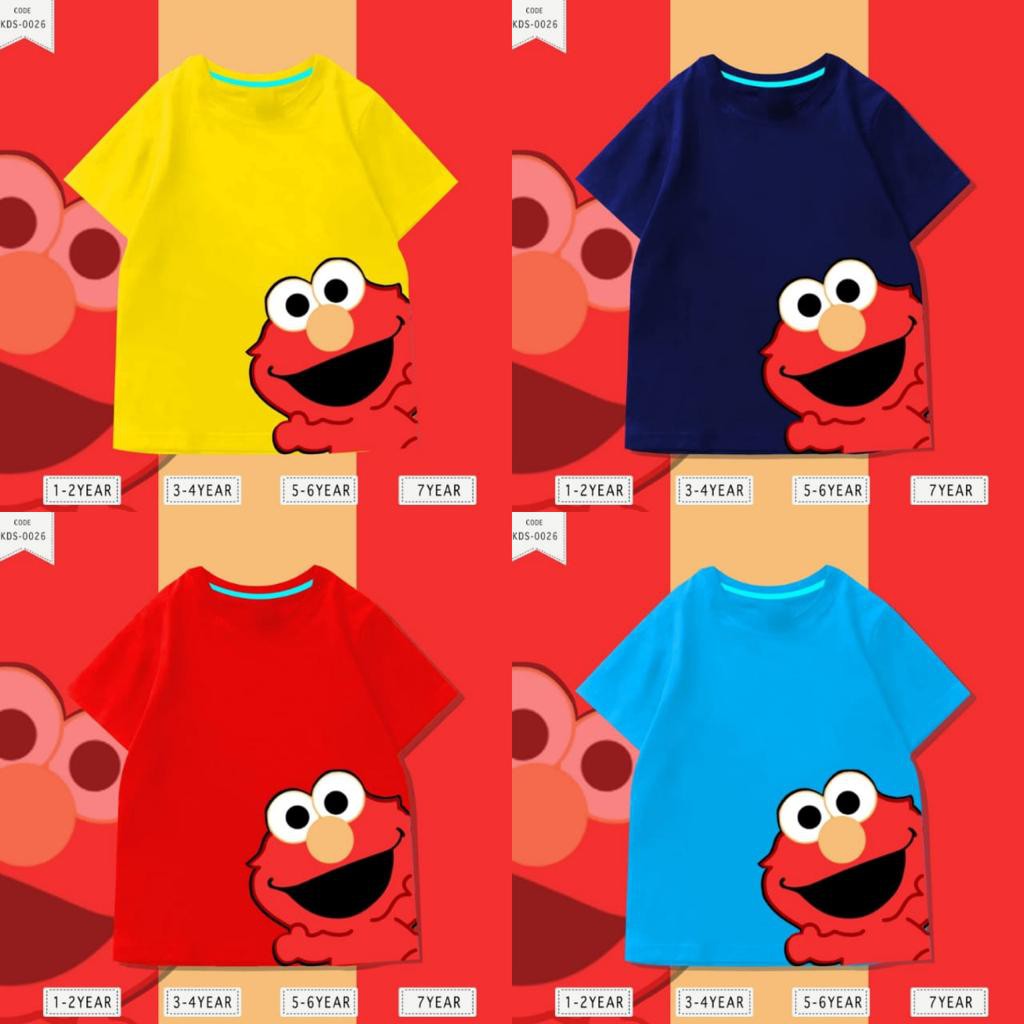 Baju Anak 1-8thn / Kaos Distro DTF Anak Laki Laki dan Perempuan / Unisex / Motif Elmo