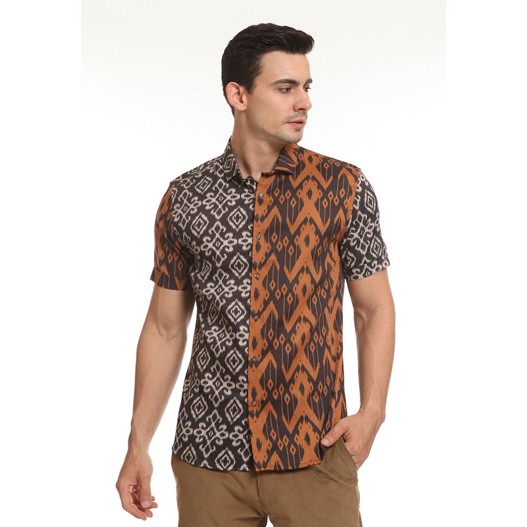 Jual MOC Kemeja Batik Lengan Pendek Pria Slim Fit SHADEWO-BROWN