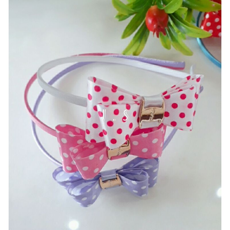 Bando pita kaku motif polkadot