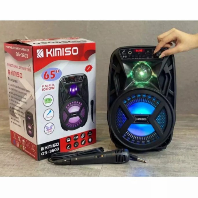 COD Speaker Bluetooth 6.5" Karaoke Portable KIMISO QS 3603 Plus Mic - Salon Aktif Karaoke Portabel Q