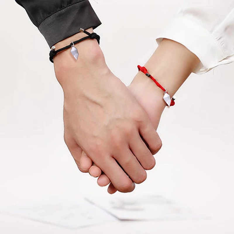 1Pair Wishing Stone Couple Bracelet Heart-shaped Stitching Lucky Stone Magnetic Bracelet lover Gifts