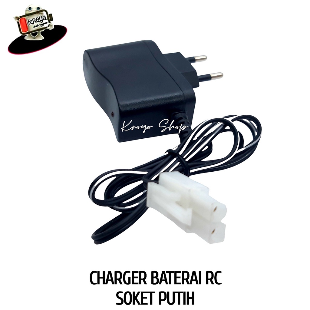 Cas/Charger Baterai Mobil RC Socket Putih 2 pin