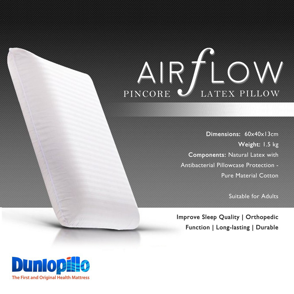 Bantal DUNLOPILLO Latex Pincore Air Flow Pillow 40x60x11cm Natural Latex Pillow