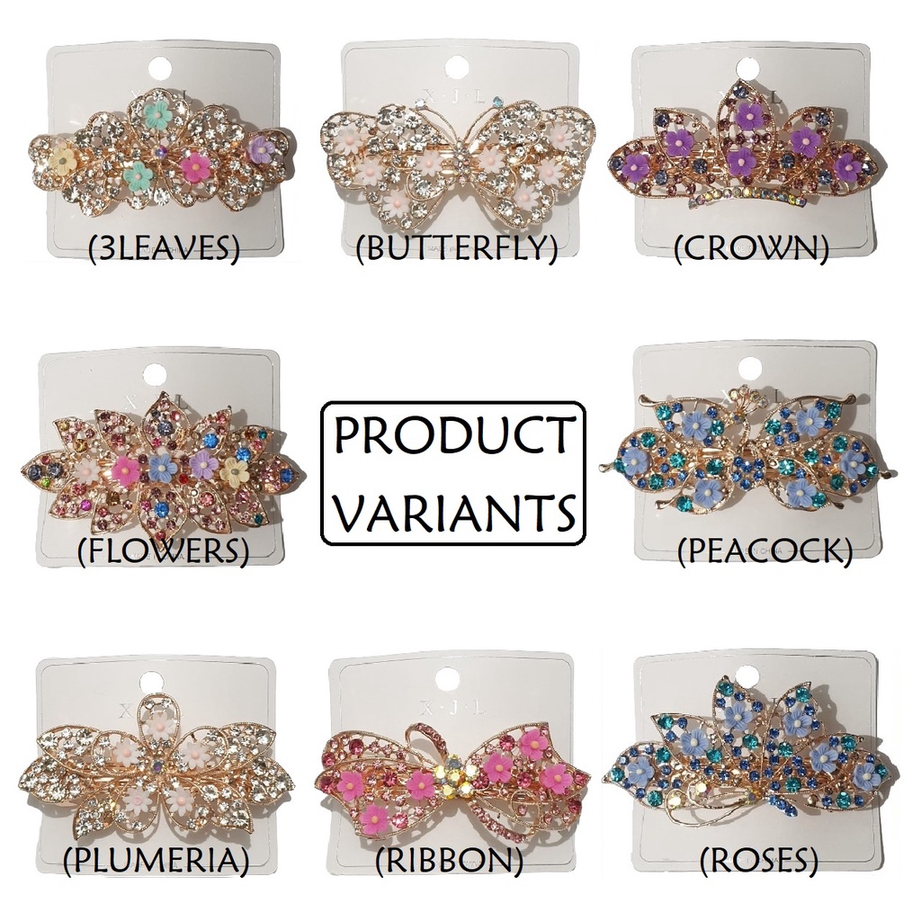 Jepit Rambut Korea Otomatis 9.5cm Jedai Jepitan Besi Alloy Jepit Ponytail PREMIUM Kristal Mutiara Bunga Wanita Dewasa