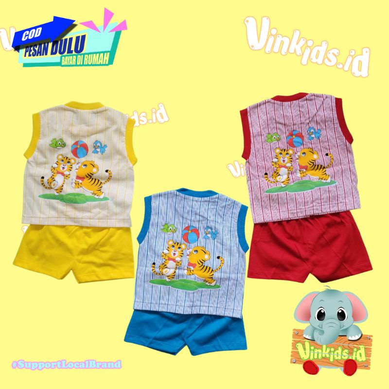 Setelan Singlet Bayi Kaos Singlet Bayi Baju Bayi Tanpa Lengan 6-12 Bulan Laki laki Perempuan FINNA