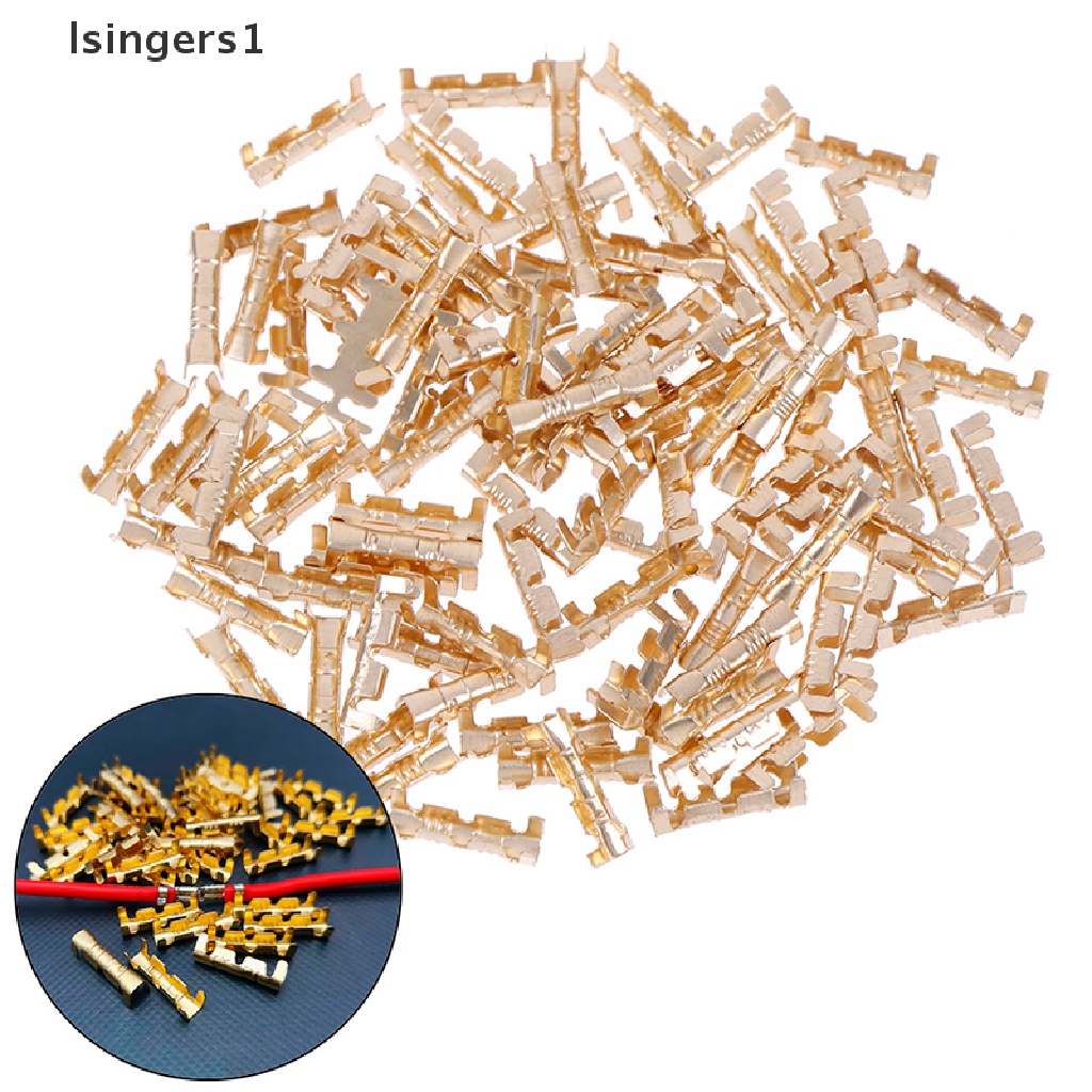 (lsingers1) 100pcs Konektor terminal Kabel Listrik Bahan Tembaga Kuningan 0.5-1.5mm2