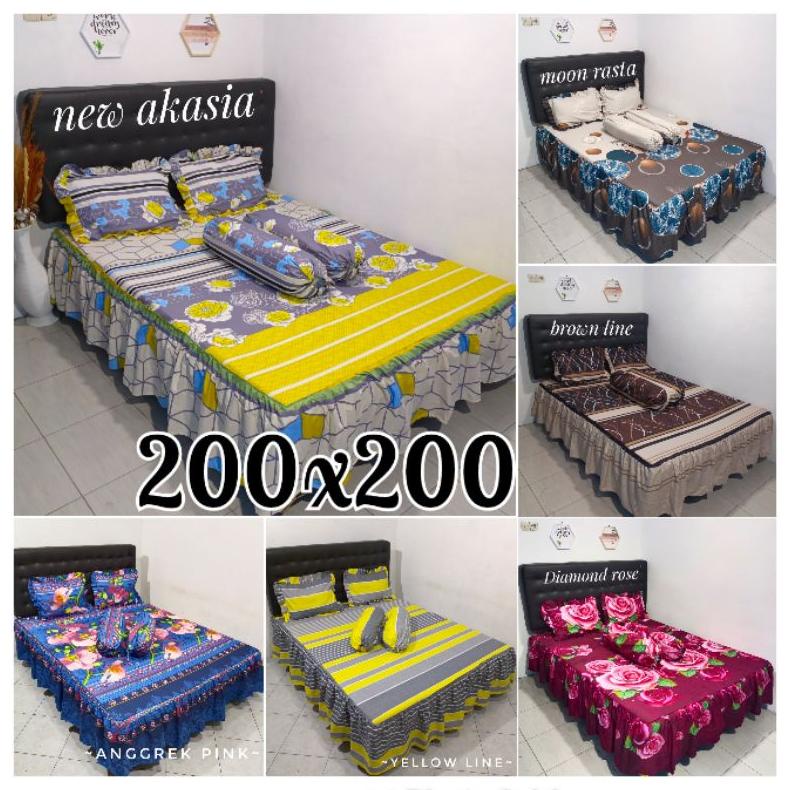 SPREI RUMBAI EXTRA KING UKUR 200X200,2 BANTAL 2 GULING SPREI RUMBAI KING MOTIF HELLOKITTY DORAEMON B