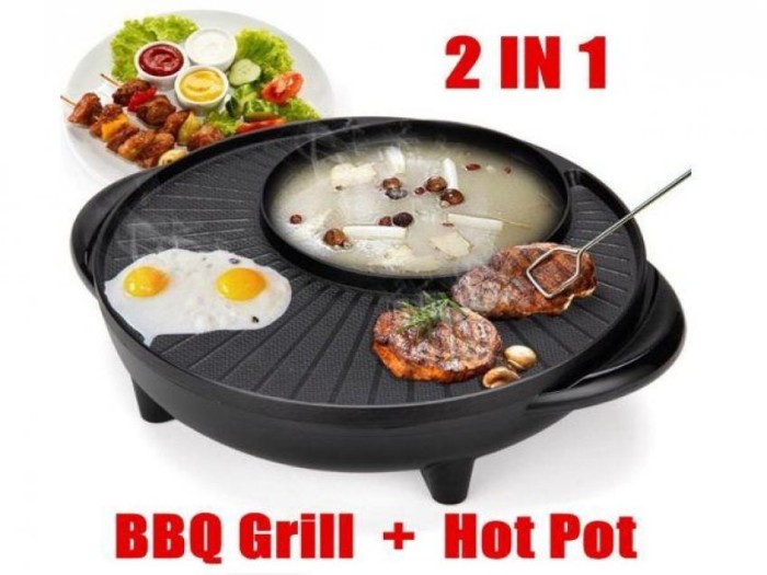 Panci Hotpot Shabu 2in1 Electric BBQ Listrik Pot Steam Elektrik Grill