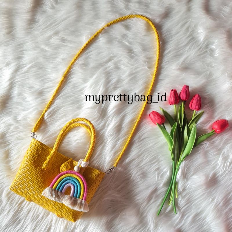 (TANPA ACCESORIES) READY CANDY BAG Tas Jaly Tas Jali Tas Anyaman Premium Warna Permen