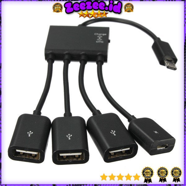 USB Hub 3 Cabang Multifunction Micro USB OTG Hub 4 in 1 Data Cable &amp; Charge - M3H4