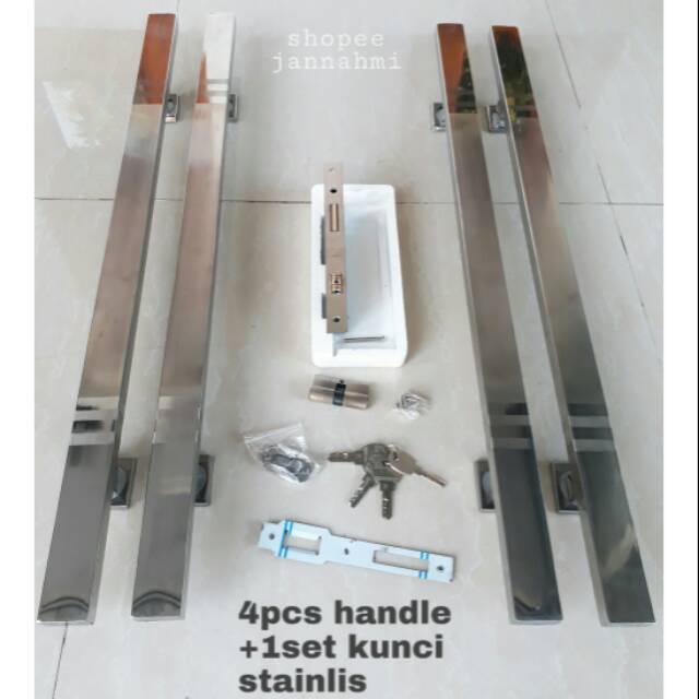 Paket hemat 4pcs handle pintu 80cm + 1 set kunci bodypelor