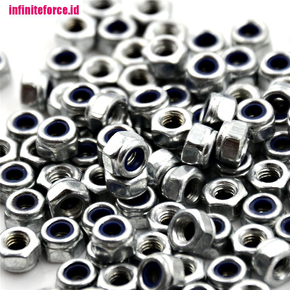 100pcs M3 x 0.5mm Stainless Steel Nylock Nylon Insert Hex Self-locking Nuts