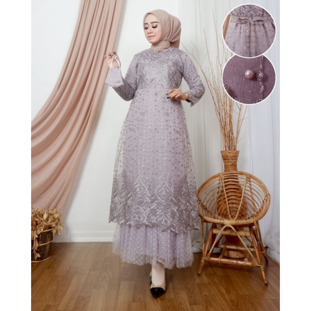 GAMIS NAIMA | BAHAN TILLE BORDIR MUTIARA | By Balli Kebaya