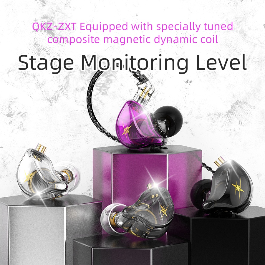 QKZ ZXT Earphones 1 Dynamic HIFI Bass Earbuds In Ear Monitor Headphones Sport Noise Cancelling Headset KZ EDX TRN MT1