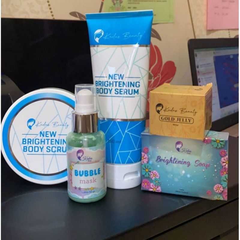 Kedas beauty paket lengkap original bpom sabun pemutih gold jelly body serum body scrub kedas beauty