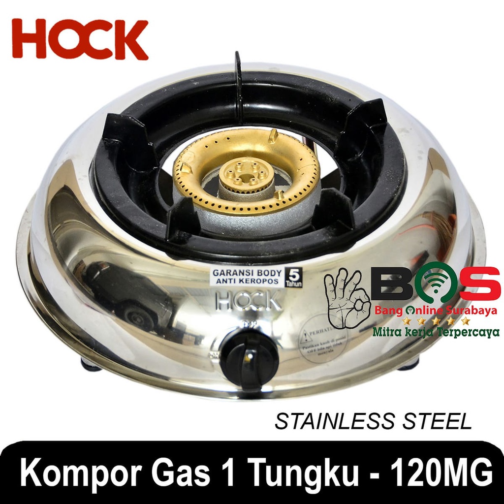 Kompor Hock Kompor Gas LPG Hock 1 Tungku Stainlees Steel Mutiara Gold 120MG 120 MG