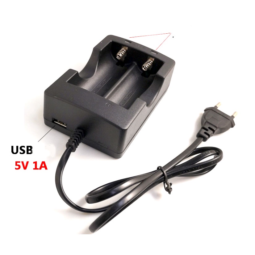 Charger Baterai 2 Slot 18650 26650 - D-999A - Black