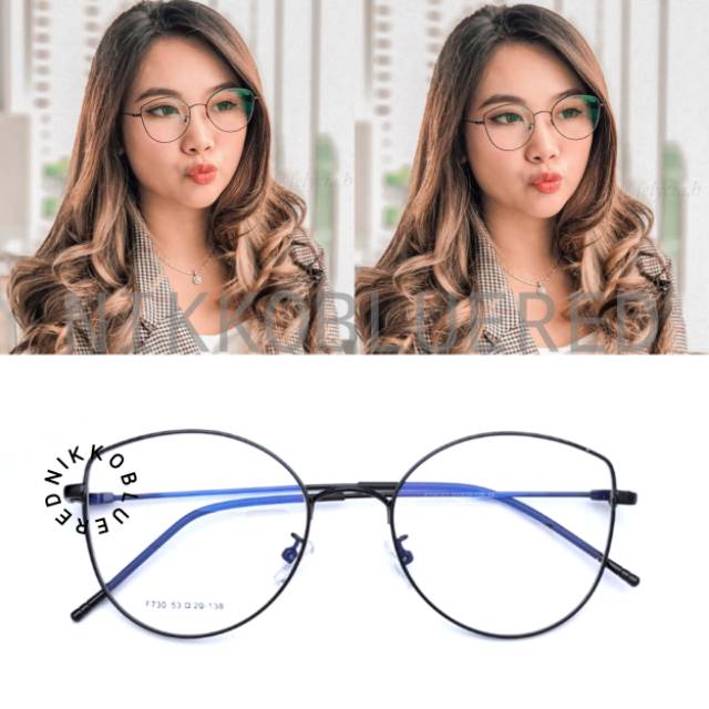 Frame Kacamata F730 , Gratis Lensa Minus, Kacamata Antiradiasi,Kacamata Besi, Kacamata Baca