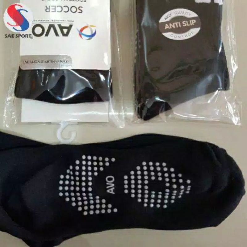 KAOS KAKI AVO PANJANG ANTI SLIP GRIP STANDART LIGA HITAM/PUTIH-2