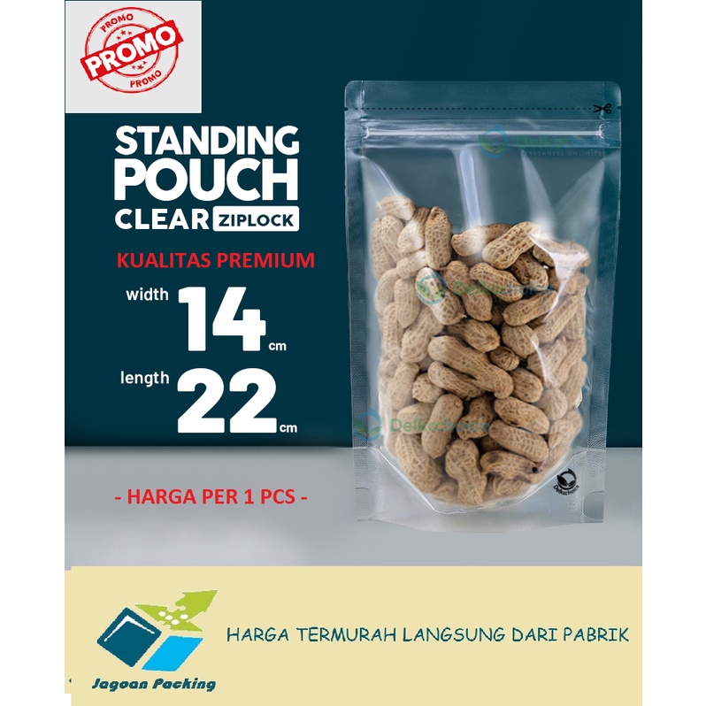 PLASTIK STANDING POUCH MURAH ZIPLOCK CLEAR 14 CM X 22 CM