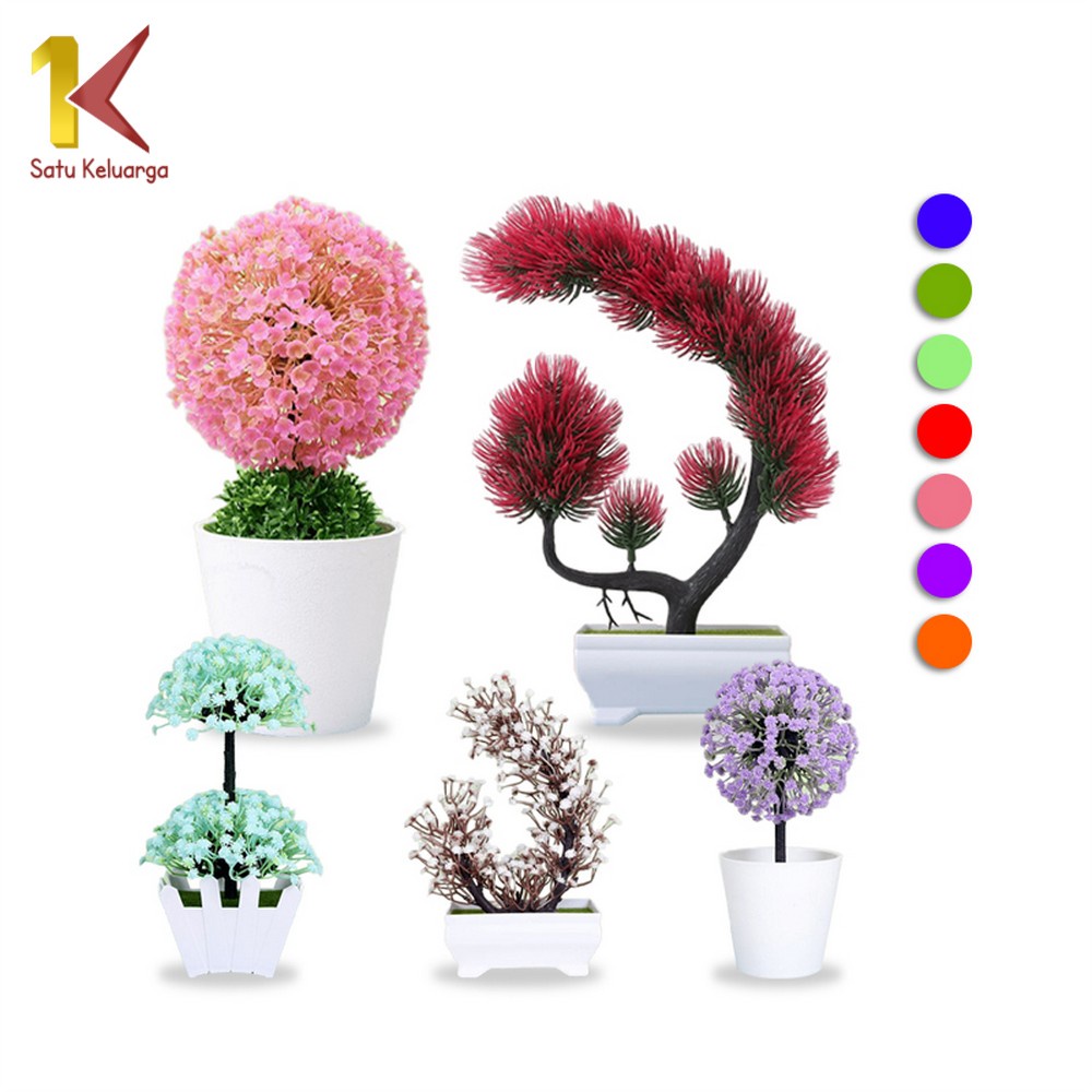 Satu keluarga Bunga Hias Plastik Ornamen Tanaman Bunga Pompom C612 C616 Dekorasi Rumah Hiasan Pajang