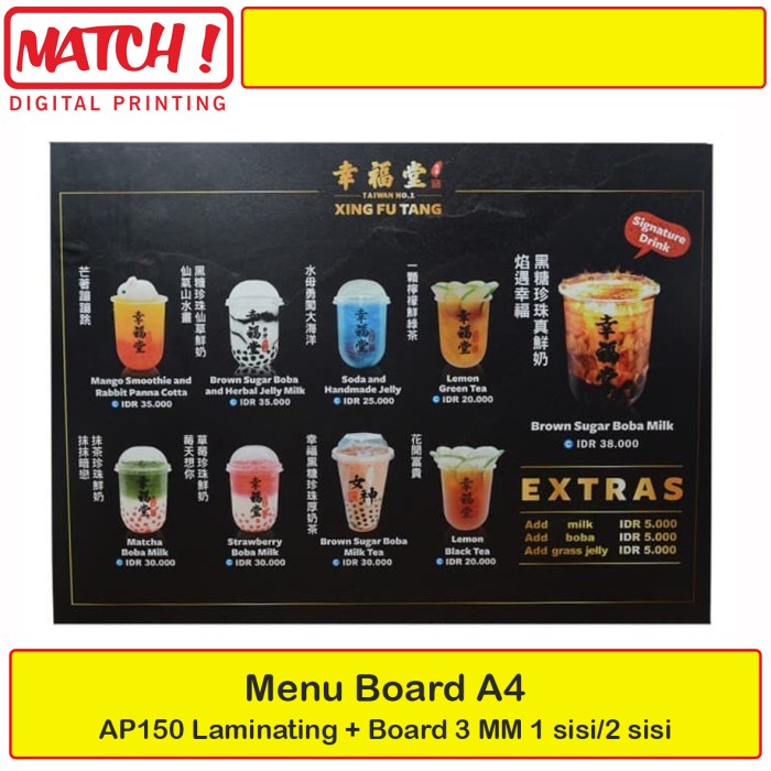 

$Baru# CETAK MENU BOARD, PAPAN MENU ART CARTON 260+ BOARD+LAMINATING %r@