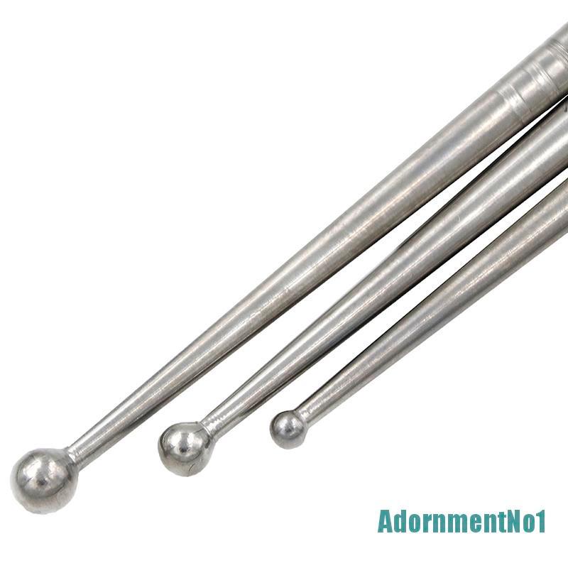 (AdornmentNo1) 3pcs / Set Alat Pahat Kepala Ganda Bahan Stainless Steel Untuk Tanah Liat