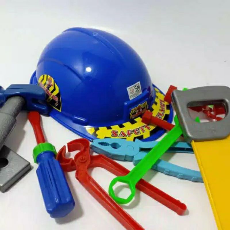 marvelashop | Mainan PERKAKAS peralatan Helm Tukang Konstruksi Tools