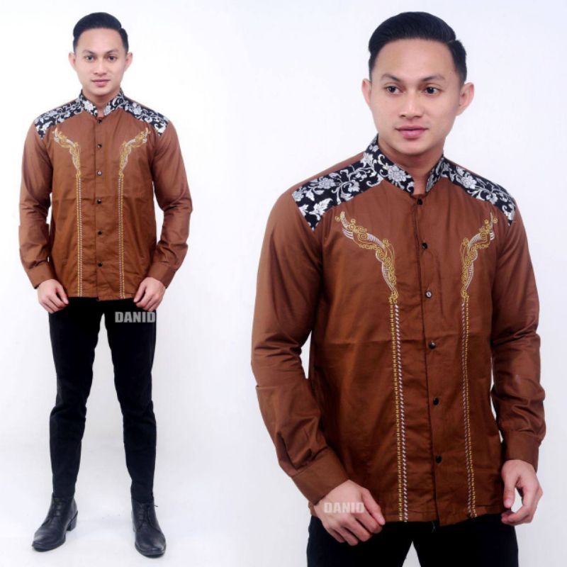 Kemeja Batik Pria Lengan Panjang Kombinasi Termurah Di Shopee M L XL