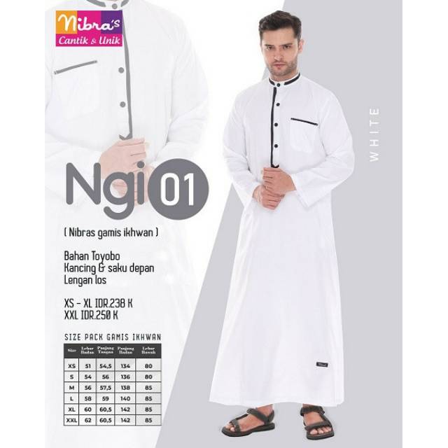 Nibras Gamis Ikhwan NGI 01 Bahannya Toyobo