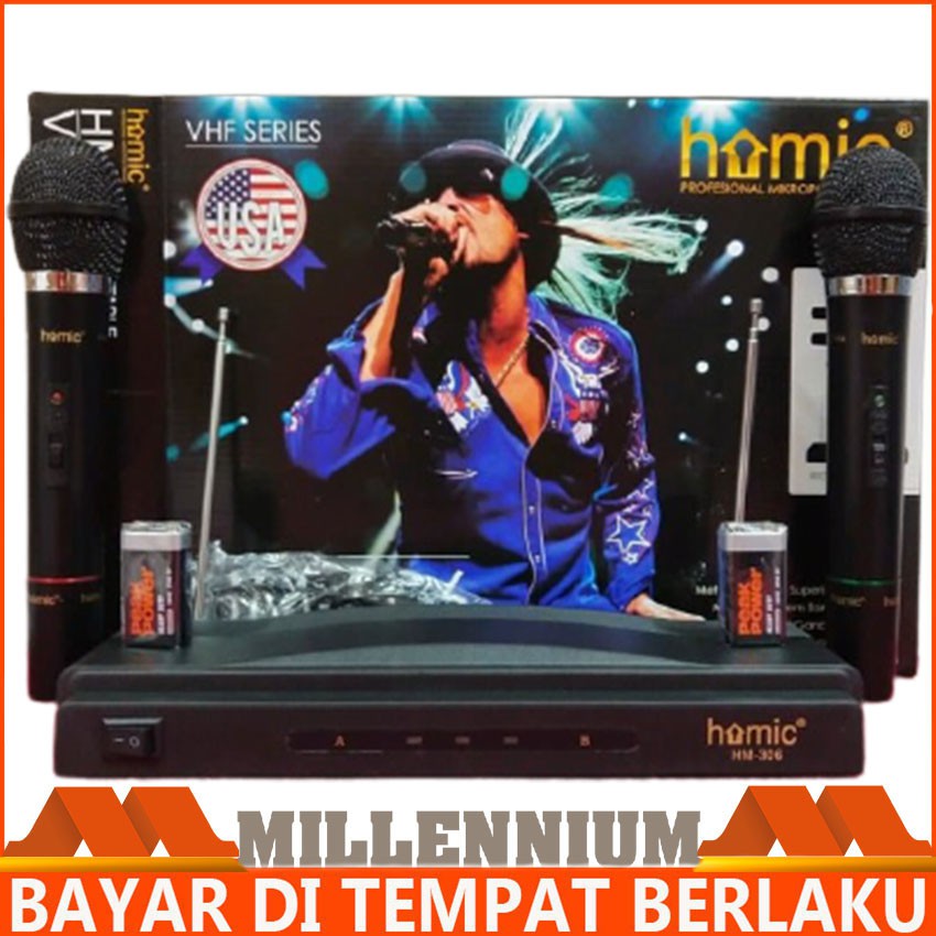 Mic Wireless Homic HM-306 Microphone Double Mic Wireless