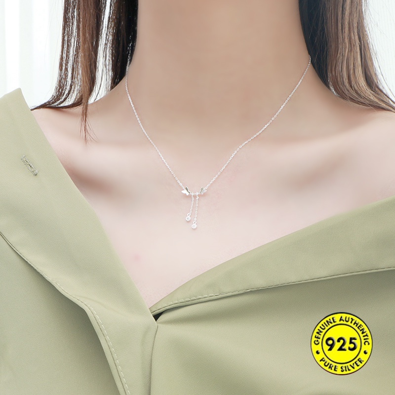 Kalung Desain Pita Bahan S925 Silver Untuk Wanita