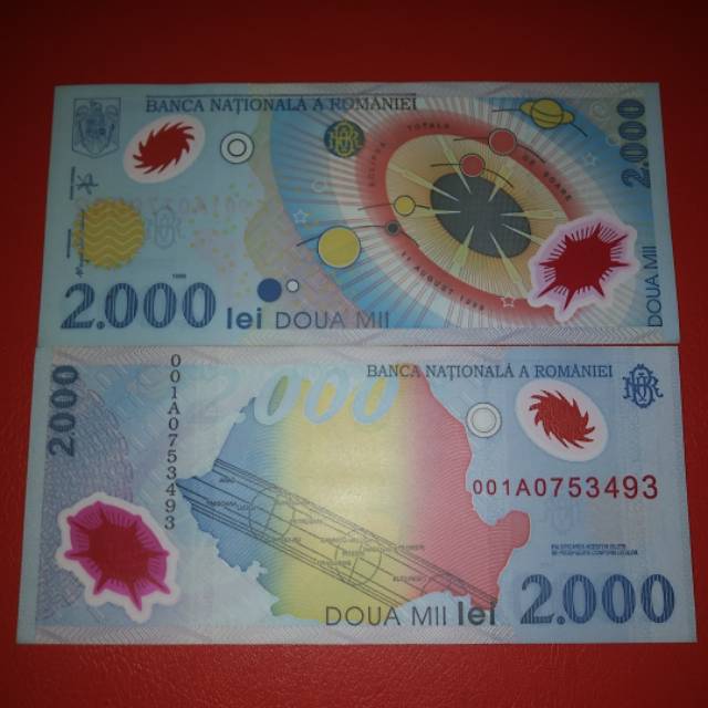 Uang Asing Polymer Romania Pecahan 2000 Lei