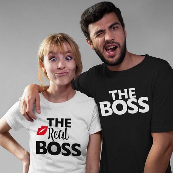 Promo!!! KAOS COUPLE JUMBO KOMBINASI THE BOSS M - 5XL /T-SHIRT PASANGAN BIG SIZE / PRIA WANITA