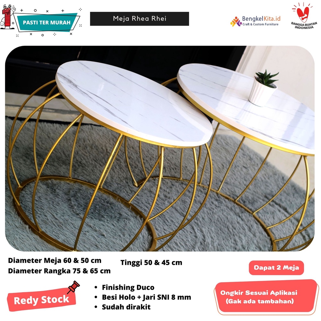 Meja Tamu Minimalis Set Rhea Rhei | Meja Minimalis | Meja Ruang Tamu | Furniture Ruang Tamu |Meja Industrial Minimalis | Ongkir Murah (Gak ada Tambahan Ongkir)