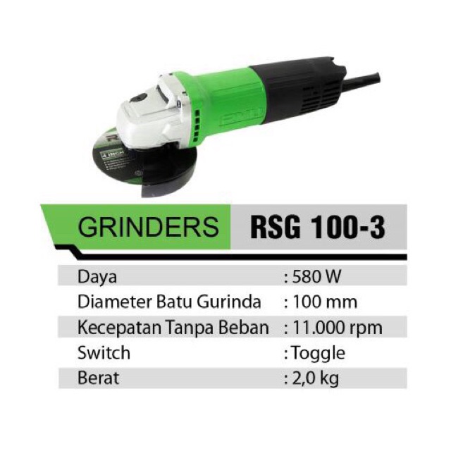 RYU Mesin Disc Grinda GURINDA TANGAN RSG100-3