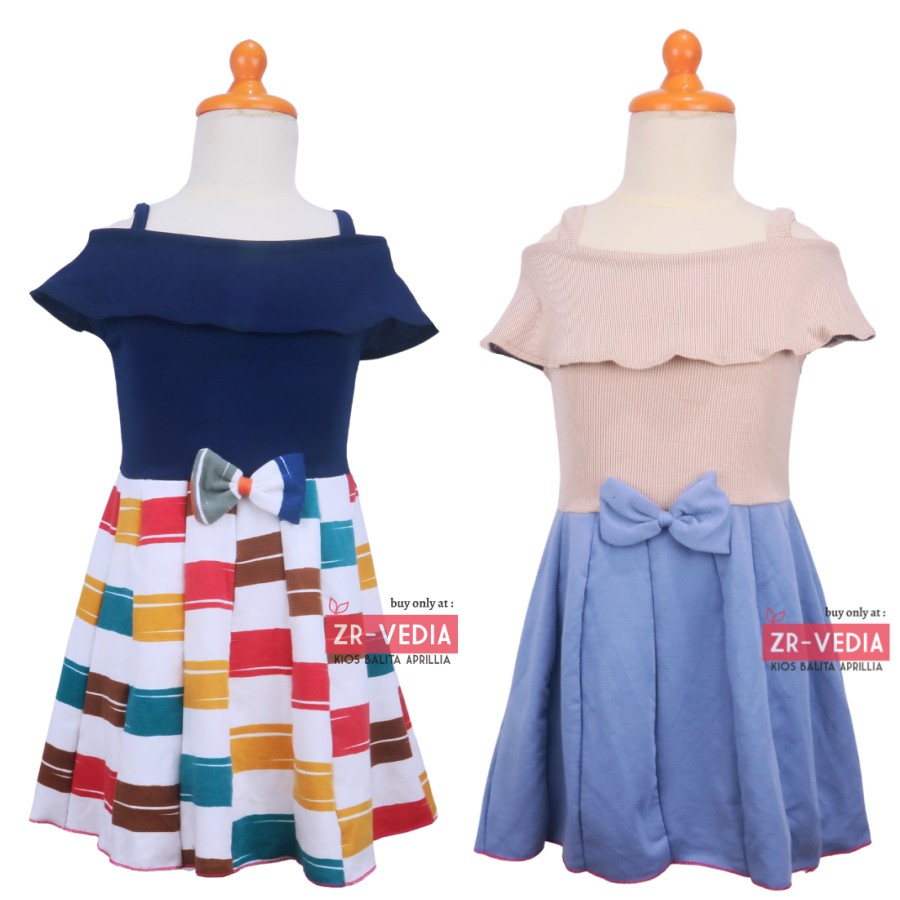 Amanda uk 2-4 Tahun / Dres Pesta Anak Perempuan Gaun Polos Flower Baju Sabrina Import Adem