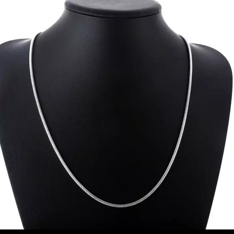 kalung titanium silver model belut  halus nyaman dipakai pria dan wanita ukuran 45  dan 60 cm