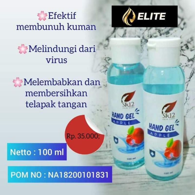 HAND GEL APPLE SR12 BPOM/HAND SANITIZER 500 ml / 100 ml / 60 ml wangi buah apel / lembut