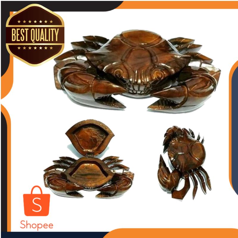 Asbak/hiasan meja kayu jati kepiting