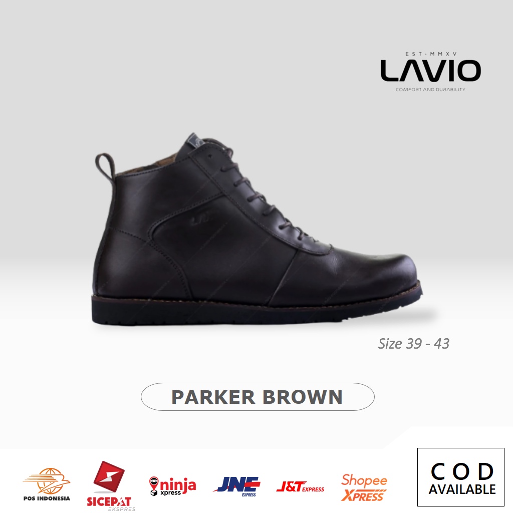 Lavio Parker Sepatu Pria Boots Klasik Size 39-43 Cowok Original Safety Ujung Besi Casual Kulit Asli
