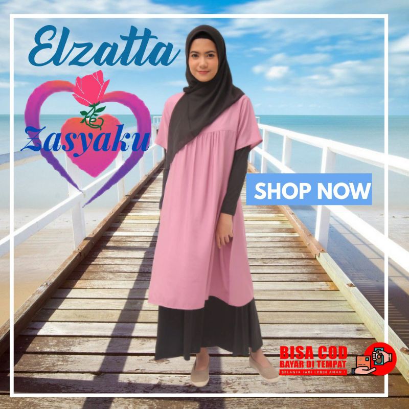 Zara Muslim Dress Outer Atasan Elzatta Original busana muslimah pakaian wanita homewear home wear