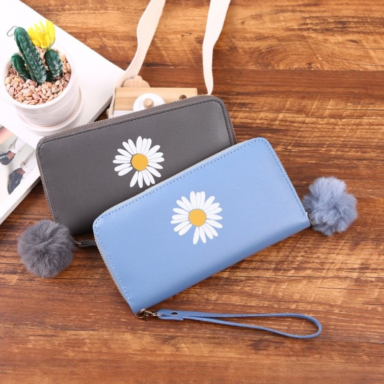 WBS - Dompet Wanita Koin / kartu Dompet Wanita Panjang Motif Bunga Daisy Korean Fashion / TF048-6