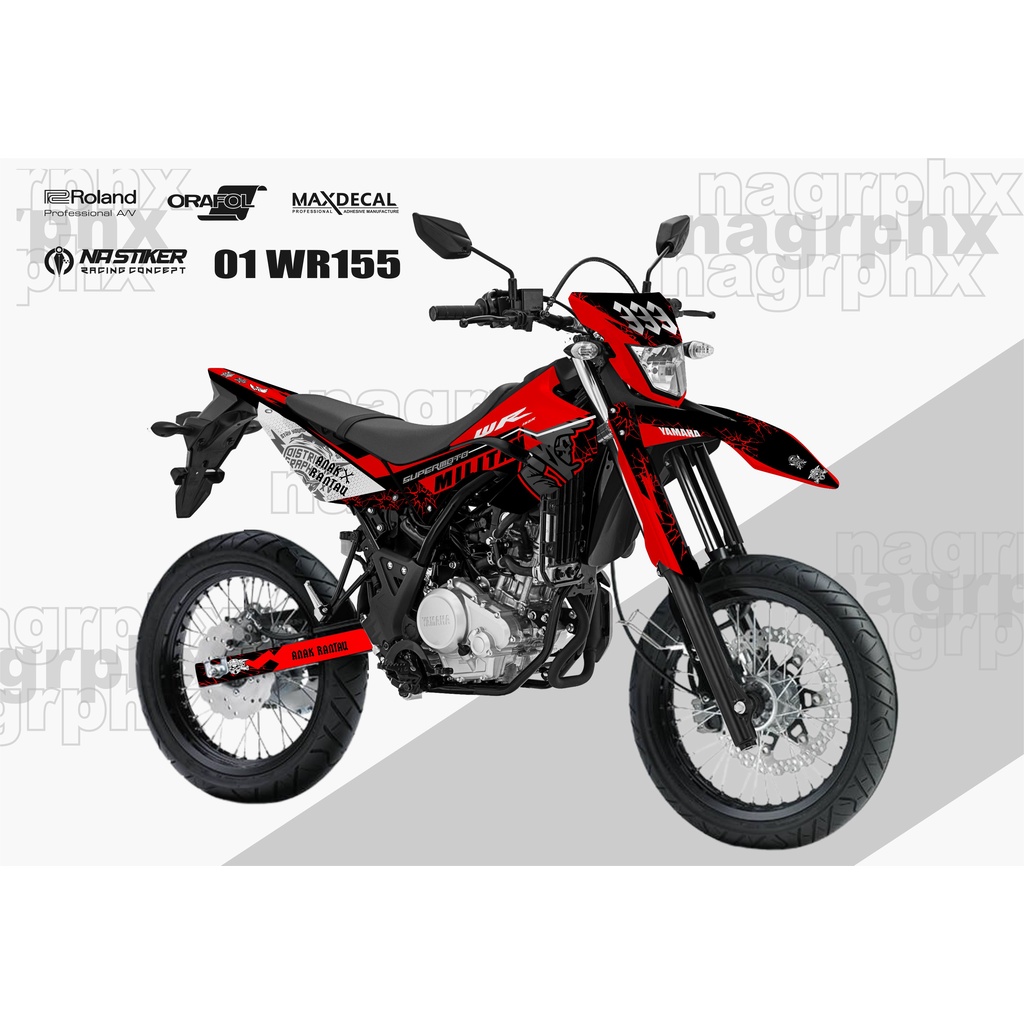 DECAL WR155 MERAH SUPERMOTO DESAIN SUKA-SUKA WR-1