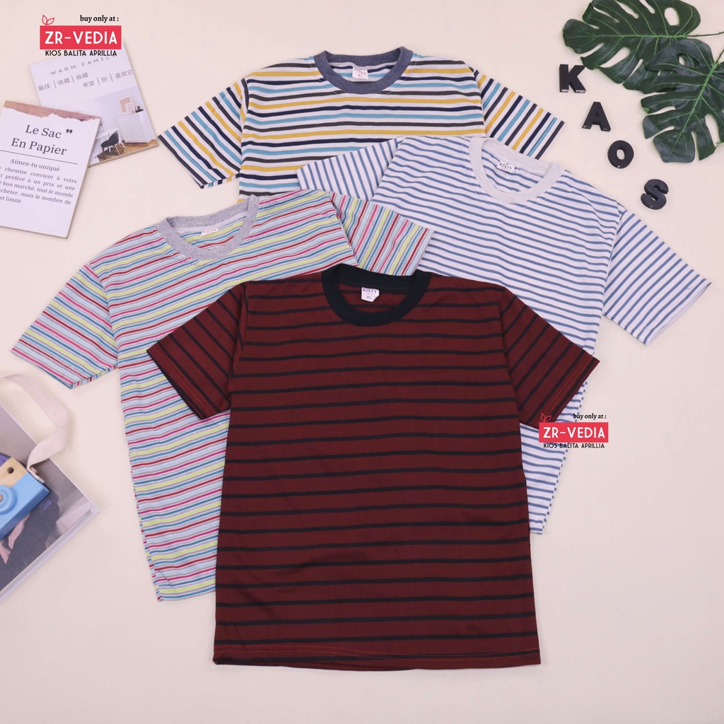 Kaos Salur size Bayi - 12 Tahun / Kaos Salur Anak Laki Perempuan  Lengan Pendek Murah Baju Stripe