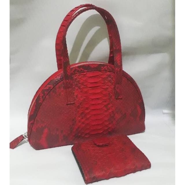 PROMO satu sett MURAH TAS kulit ular phyton asli