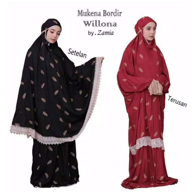 SaleMUKENA WILONA BY ZAMIA MUKENA BORDIR DEWASA/Pretty Flower set