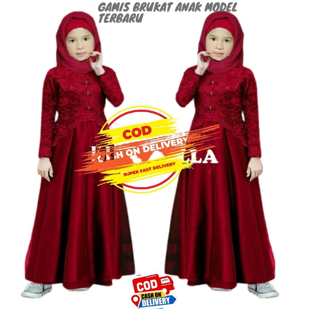 gamis muslim anak / baju pesta muslim anak perempuan gamis anak usia 5 - 12 tahun